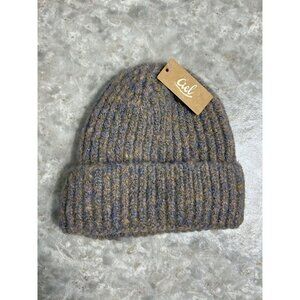 Cadeau de Ciel Acrylic Knit Beanie Cap in Purple / Tan - OS - NWT